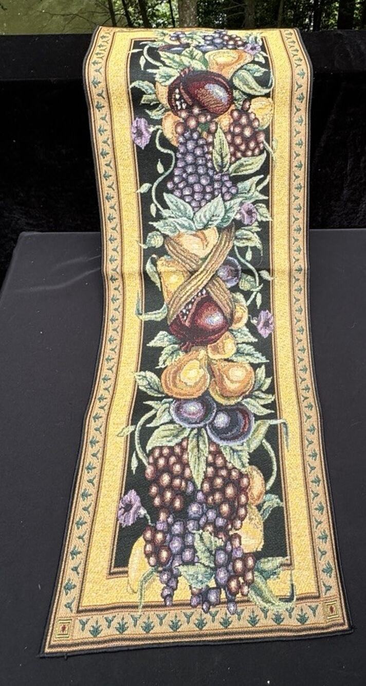 NWOT Manual Woodworkers Old World Italy Tapestry Table Runner fruit USA -A96